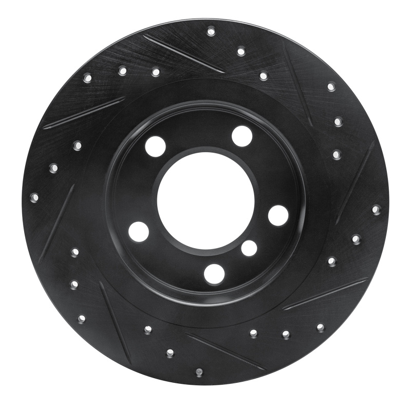 Mini Cooper Paceman Brake Rotor (1) - Rear Left - R1 Concepts - Drilled & Slotted - Black - `11-`16